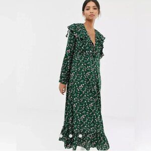 Ghospell Floral Ruffle Hem Maxi Dress